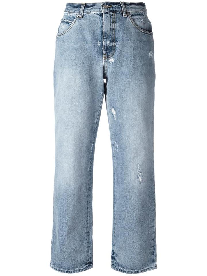Alexander Mcqueen Distressed Boyfriend Jeans, Women's, Size: 42, Blue, Cotton