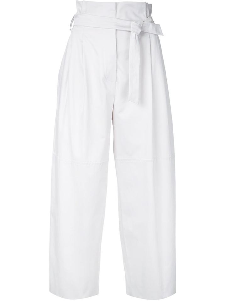 Alberta Ferretti High-rise Belted Cropped Trousers - White