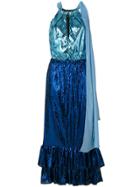 Christian Pellizzari Scarf Neck Sequin Dress - Blue