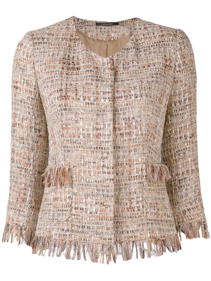 Tagliatore - Fitted Woven Blazer - Women - Cotton/polyamide/viscose/acrylic - 46, Nude/neutrals, Cotton/polyamide/viscose/acrylic