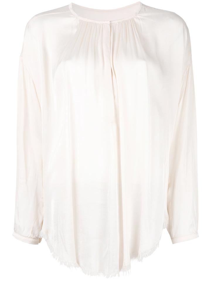 Raquel Allegra Shirred Peasant Blouse, Women's, Size: 1, Nude/neutrals, Viscose/cotton
