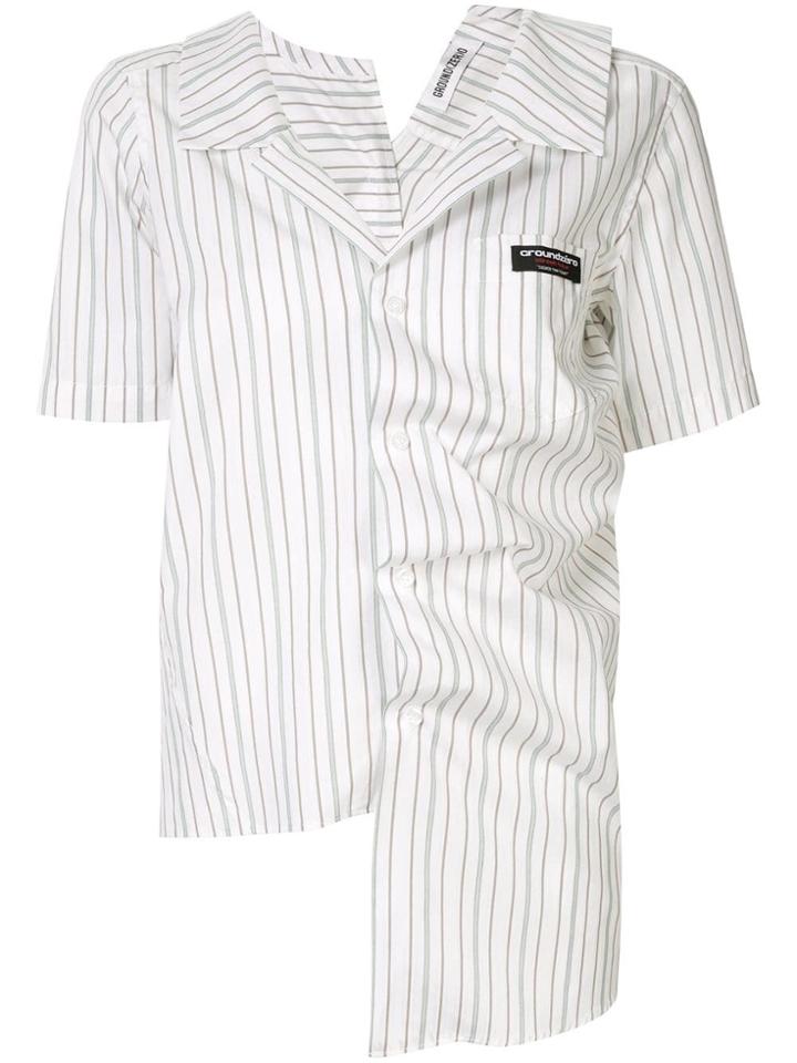Ground Zero Irregular Draped Striped Shirt - White