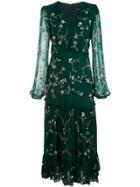 Saloni Devon Embellished Silk Dress - Green