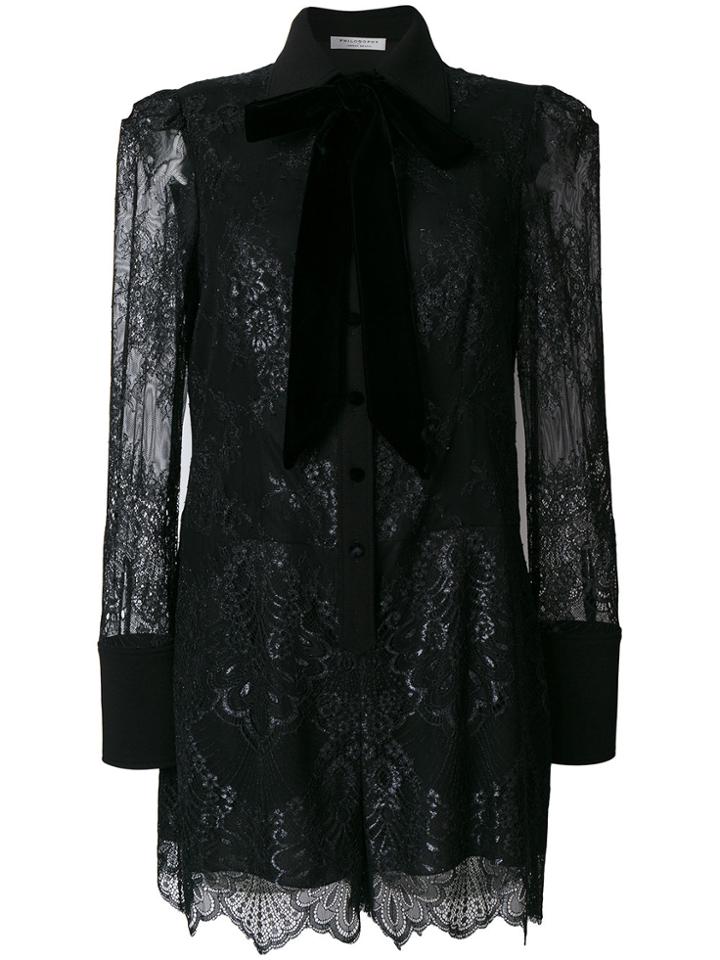 Philosophy Di Lorenzo Serafini Lace Bow Collar Dress - Black