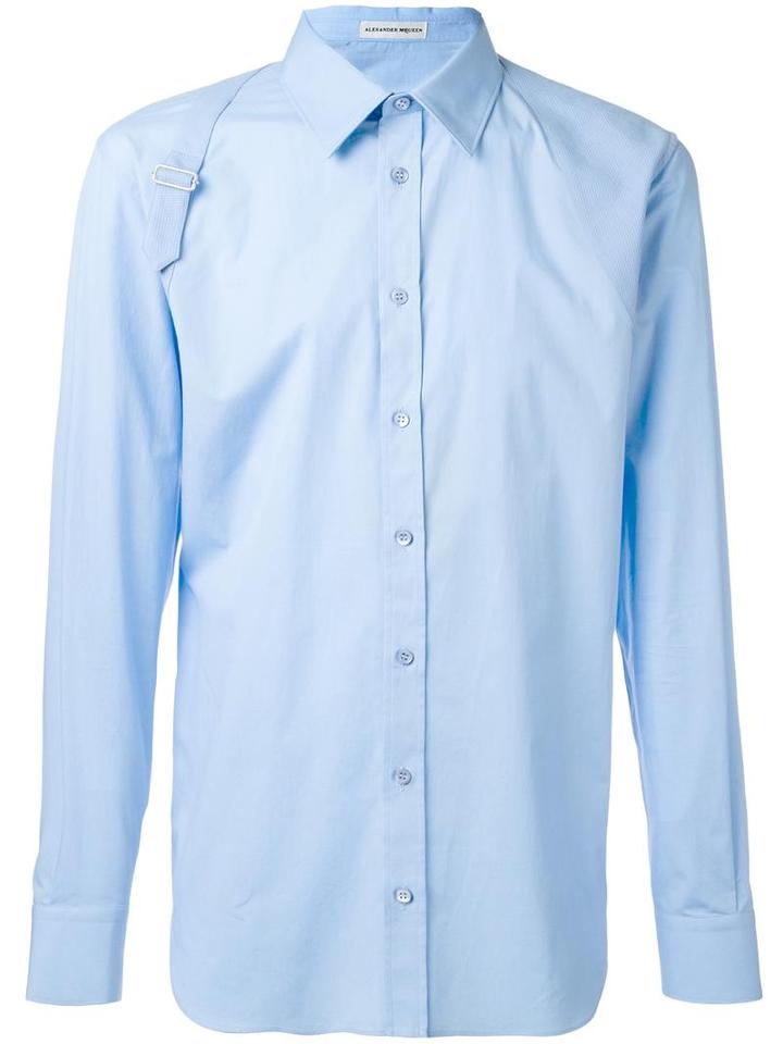 Alexander Mcqueen Harness Shirt, Men's, Size: 42, Blue, Cotton/spandex/elastane