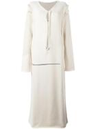 Yohji Yamamoto Front Slit Longsleeved Dress, Size: Small, Nude/neutrals, Cotton