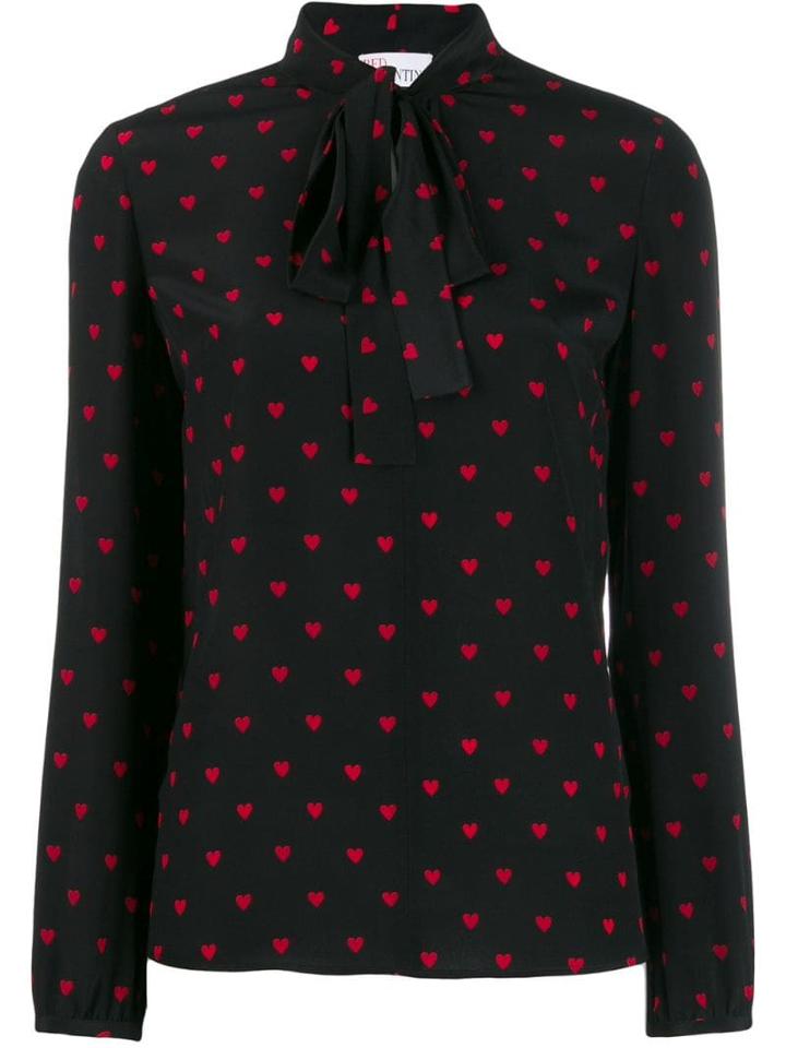 Red Valentino Heart-print Silk Top - Black
