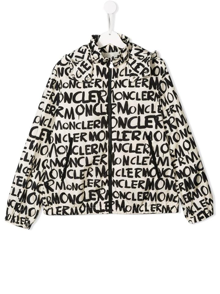 Moncler Kids Teen Logo Print Padded Jacket - White