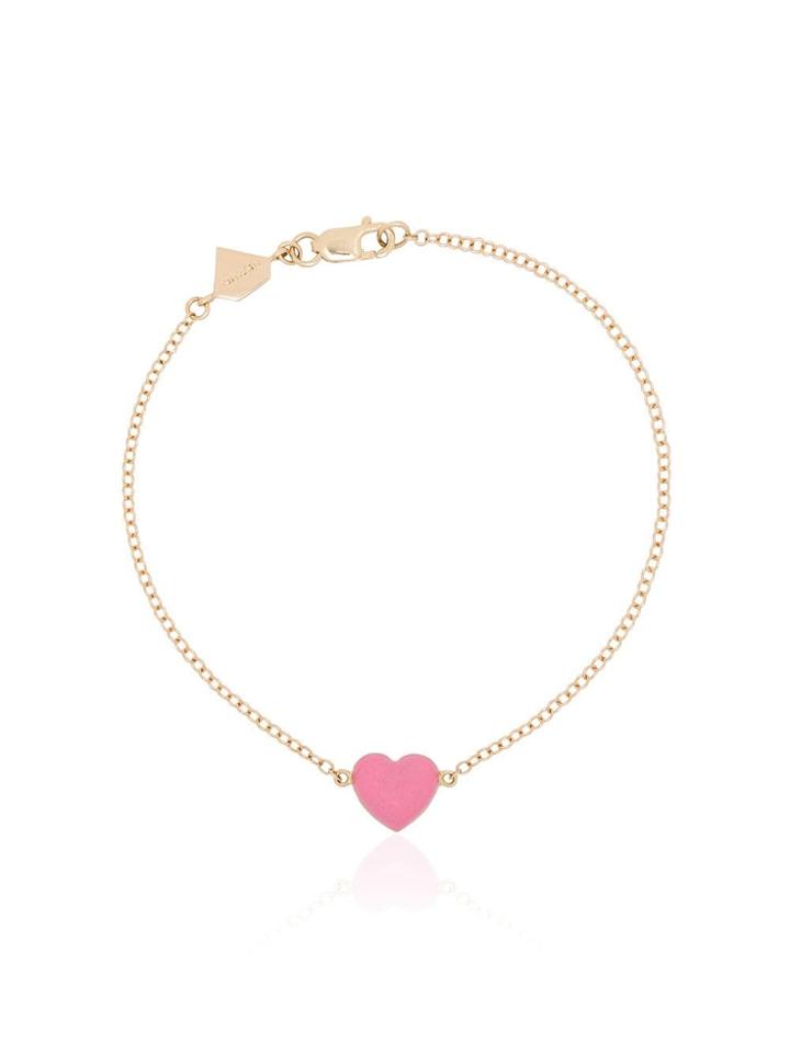 Alison Lou 14kt Yellow Gold Heart Bracelet - Pink