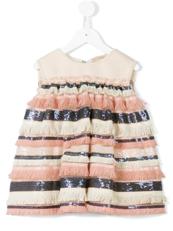 Pamilla Kids - Sequin Striped Top - Kids - Polyester/spandex/elastane/polyester - 6 Yrs, Nude/neutrals