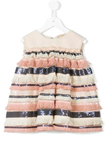 Pamilla Kids - Sequin Striped Top - Kids - Polyester/spandex/elastane/polyester - 6 Yrs, Nude/neutrals