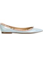 Valentino Rockstud Ballerinas, Women's, Size: 39.5, Blue, Leather