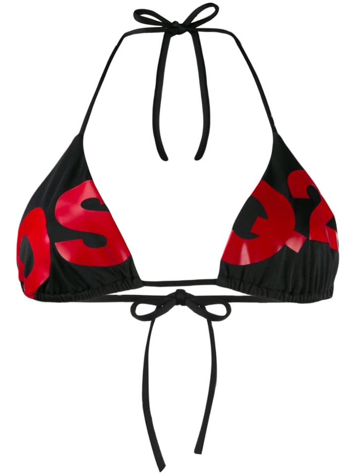 Dsquared2 Logo Print Bikini Top - Black
