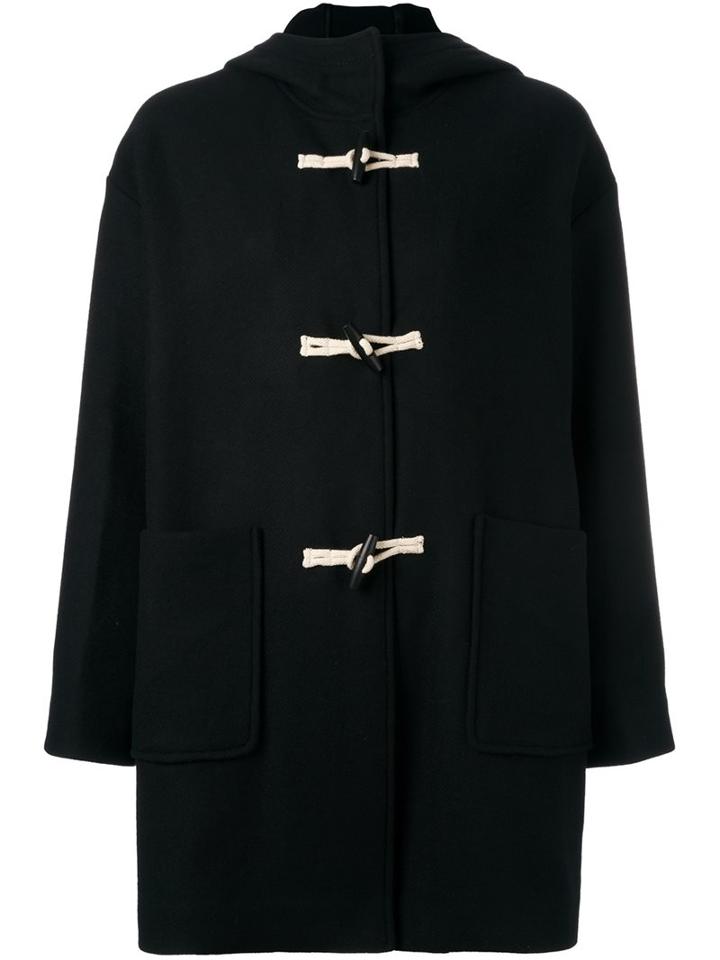 Vanessa Bruno Athé Hooded Duffle Coat, Women's, Size: 38, Black, Cotton/polyamide/wool
