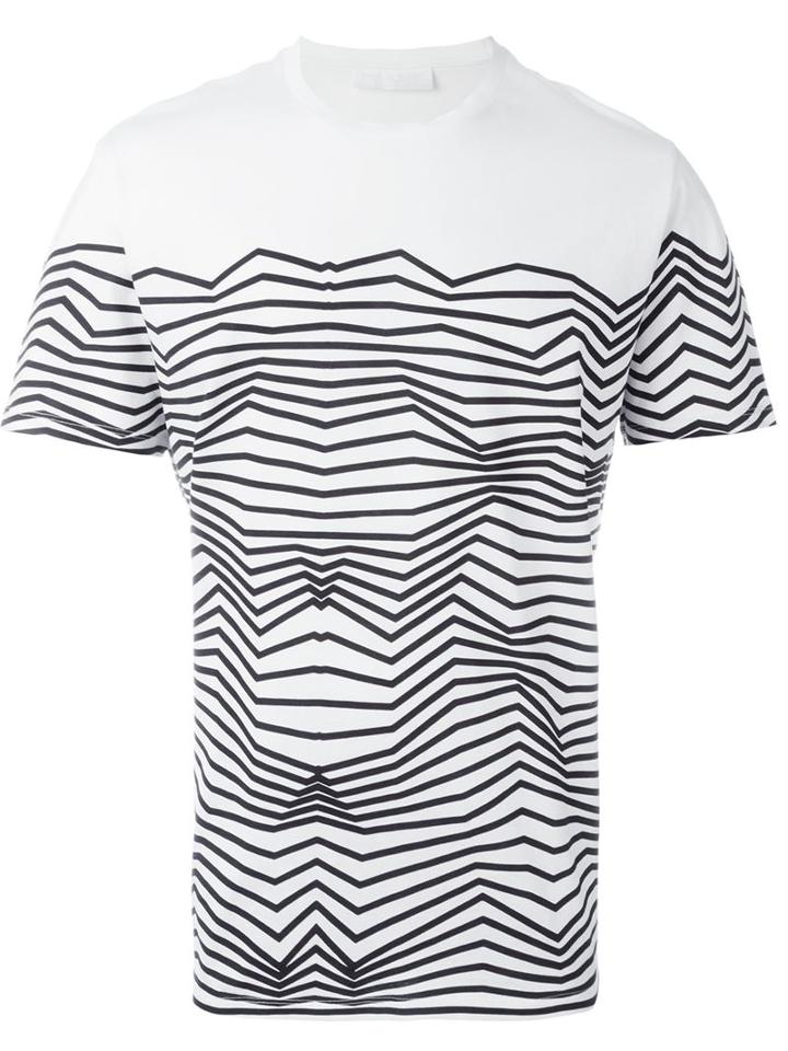Neil Barrett Zig-zag Print T-shirt, Men's, Size: Large, Black, Cotton