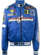 Moschino Racing Bomber Jacket, Men's, Size: 50, Blue, Polyamide/rayon/acetate