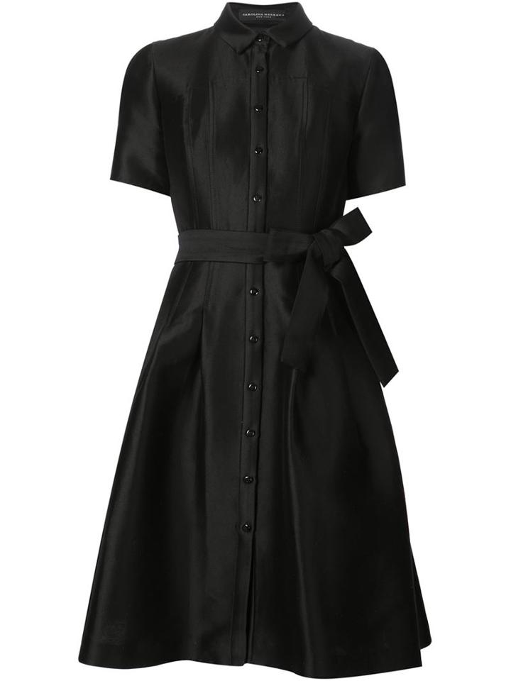 Carolina Herrera Belted Shirt Dress, Women's, Size: 4, Black, Cotton