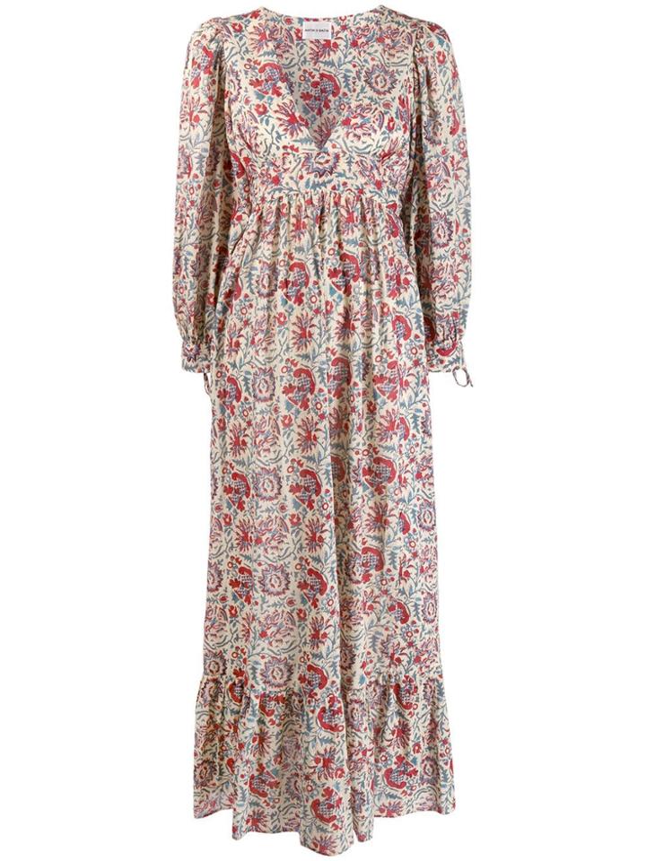 Antik Batik Floral Print Maxi Dress - Neutrals