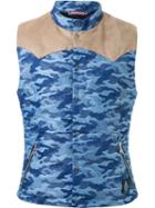 Guild Prime Shoulder Panel Detail Camouflage Padded Sleeveless Jacket, Men's, Size: S, Blue, Cotton