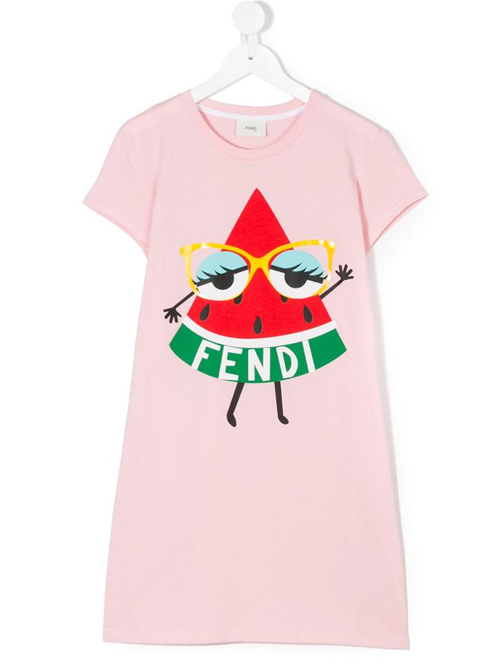 Fendi Kids Teen Watermelon-print T-shirt - Pink & Purple