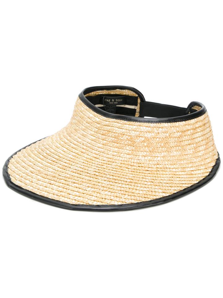 Rag & Bone Leather Trim Packable Visor - Nude & Neutrals