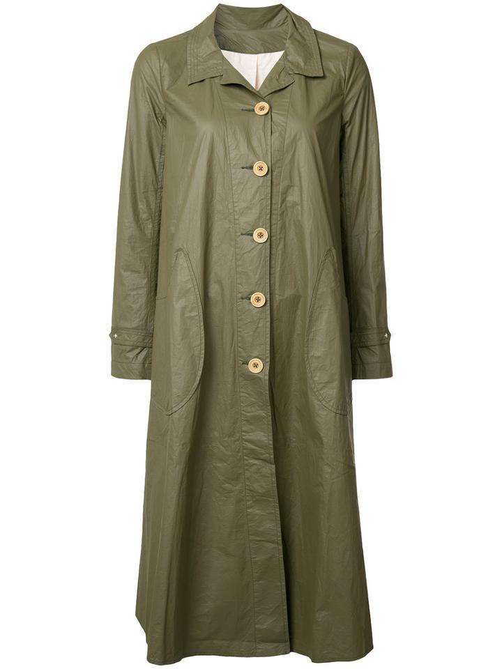 Deep Moss Button Up Raincoat, Size: Large, Green, Polyethylene