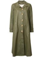 Deep Moss Button Up Raincoat, Size: Large, Green, Polyethylene