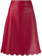 Red Valentino Scalloped Edge Leather Skirt