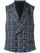 Z Zegna - Checked Waistcoat - Men - Cotton - 52, Blue, Cotton