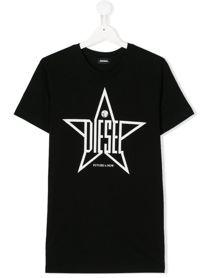 Diesel Kids Teen Star Print T-shirt - Black