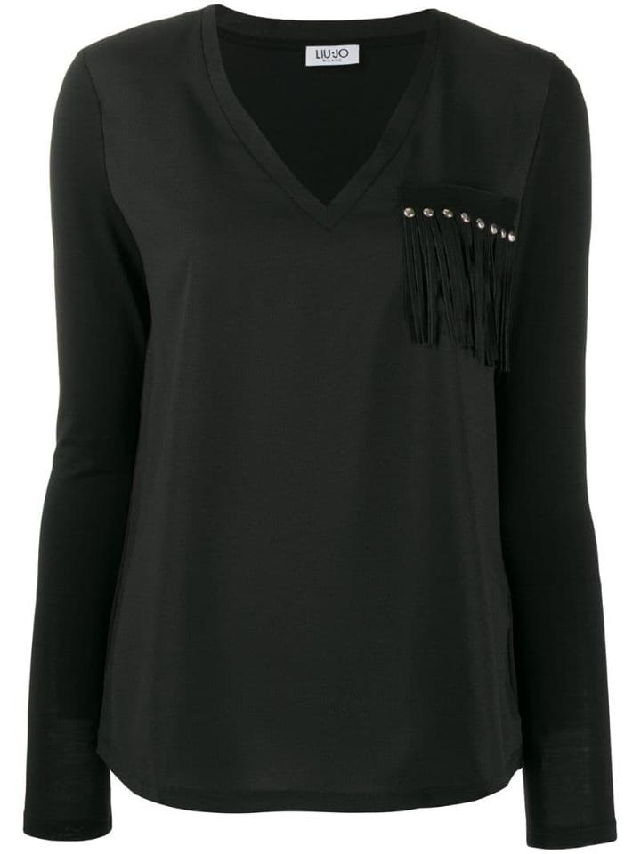 Liu Jo Fringe-applique T-shirt - Black