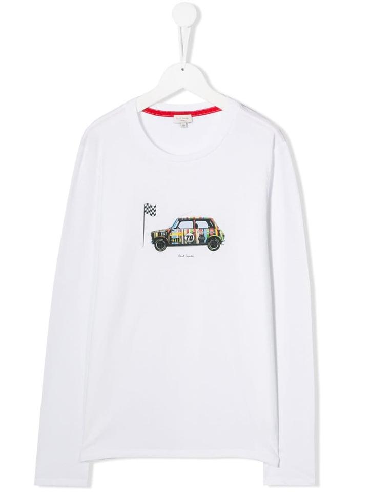 Paul Smith Junior Teen Car Long-sleeved T-shirt - White