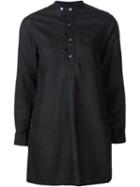 Engineered Garments Band Collar Shirt, Women's, Size: S, Black, Linen/flax/cotton