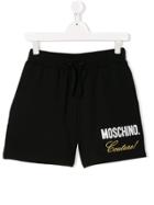 Moschino Kids Logo Print Track Shorts - Black
