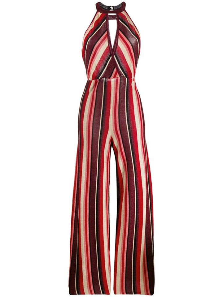 Aniye By Striped Halterneck Jumpsuit - Red