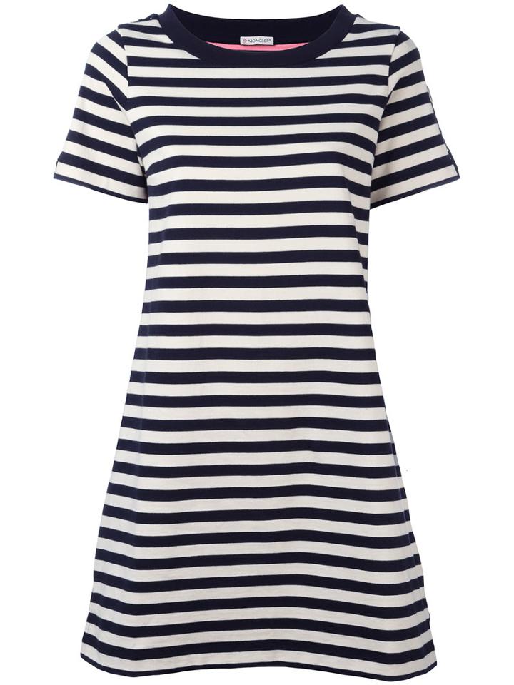 Moncler - Striped T-shirt Dress - Women - Cotton - Xs, Women's, White, Cotton