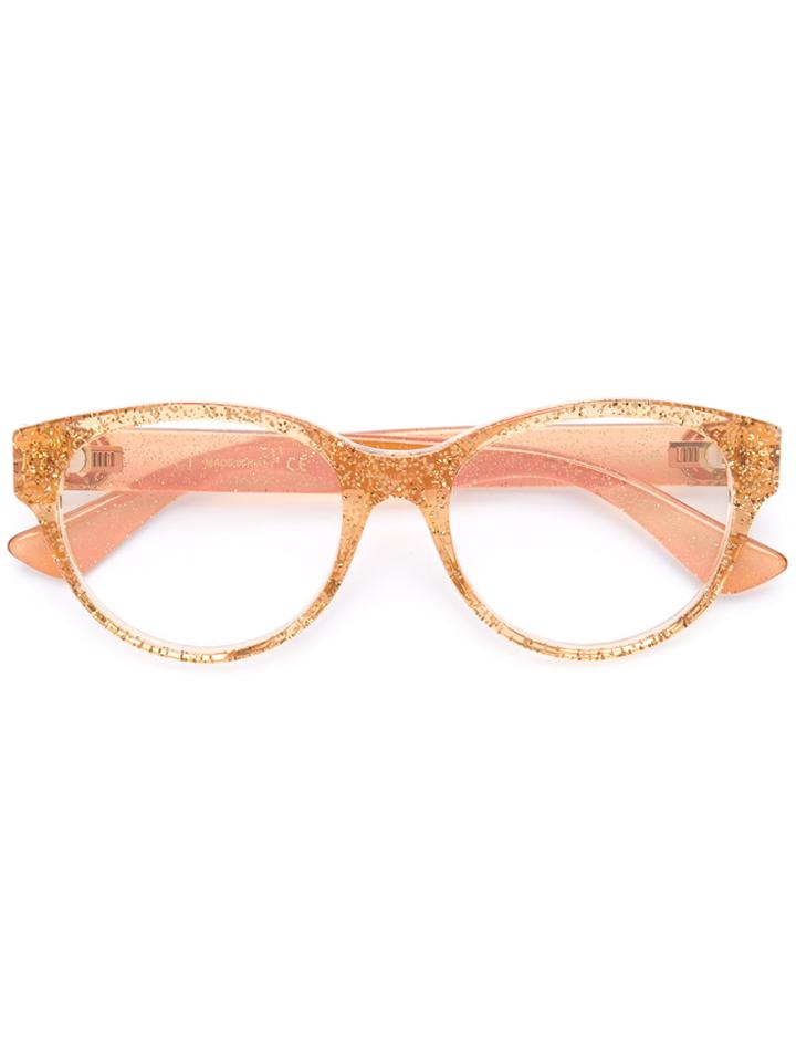 Gucci Eyewear Transparent Glitter Curved Glasses - Yellow & Orange