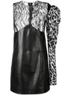 Saint Laurent - Asymmetric Dress - Women - Silk/cotton/lamb Skin/virgin Wool - 38, Black, Silk/cotton/lamb Skin/virgin Wool