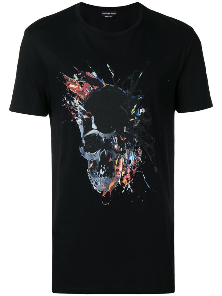 Alexander Mcqueen Paint Splatter Skull T-shirt - Black