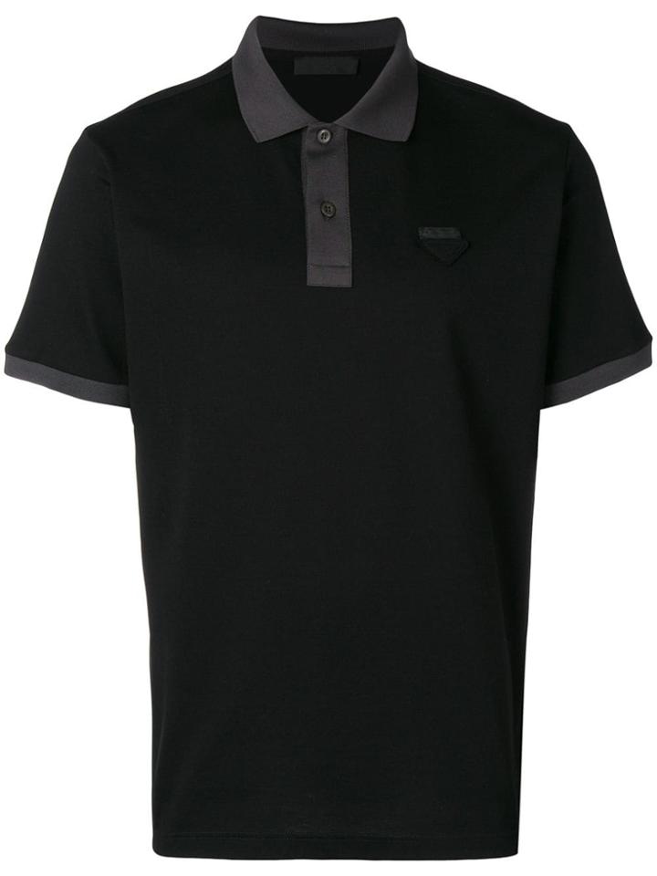 Prada Grey Trim Polo Shirt - Black