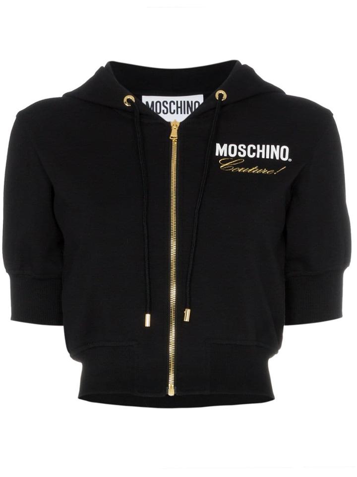Moschino Fitted Cropped Hoodie - Black
