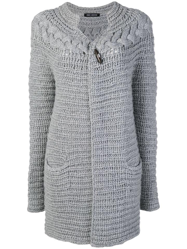 Iris Von Arnim Chunky Knit Longline Cardigan - Grey