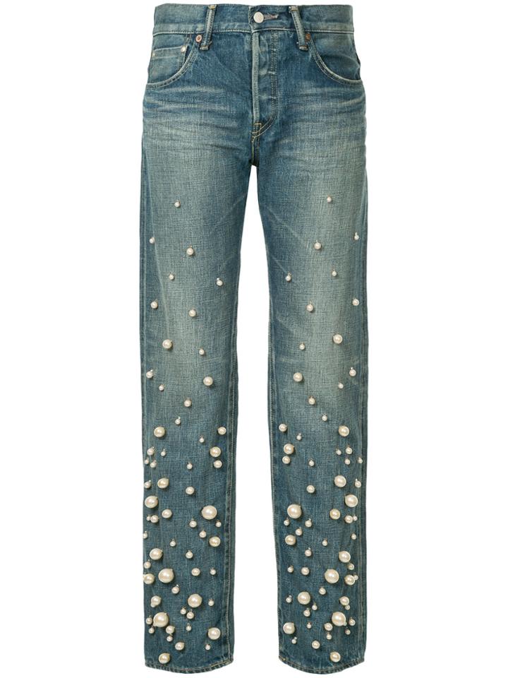 Tu Es Mon Trésor Pearl Snow Jeans Short Length - Blue