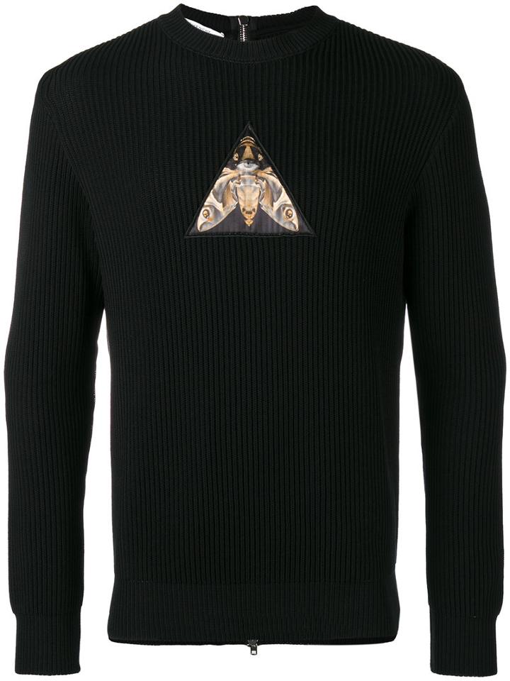 Givenchy Patch Zipped Back Sweatshirt, Men's, Size: Large, Black, Cotton/polyester