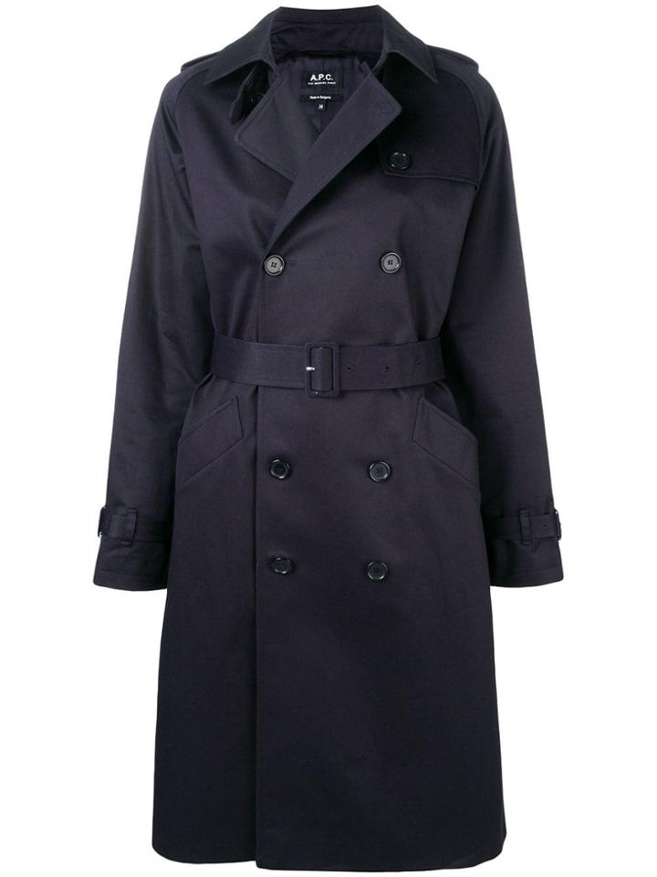 A.p.c. Belted Trench Coat - Blue