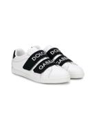 Dolce & Gabbana Kids Touch Strap Logo Sneakers - White