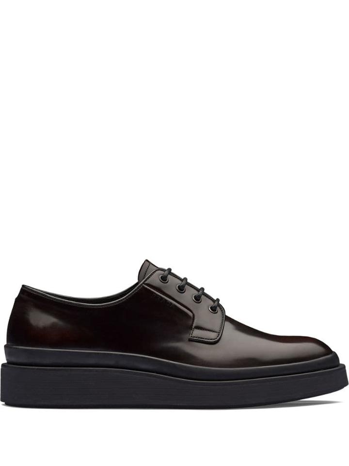 Prada Brushed Derby Shoes - Brown