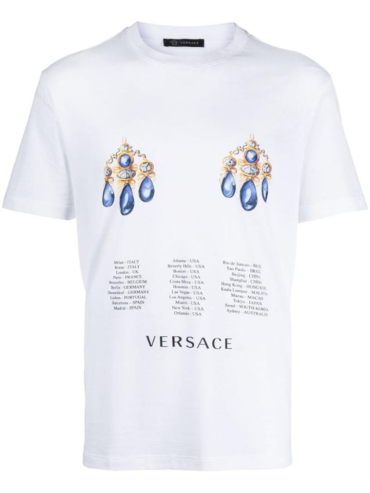Versace Shortsleeved Printed T-shirt - White