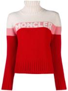 Moncler Logo Roll Neck Sweater - Red