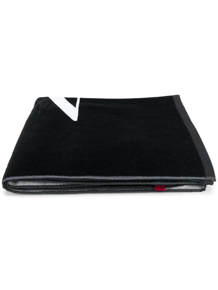 Valentino Vltn Logo Beach Towel - Black